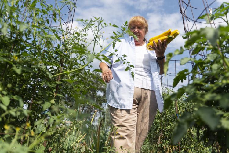 Colleen working in the garden