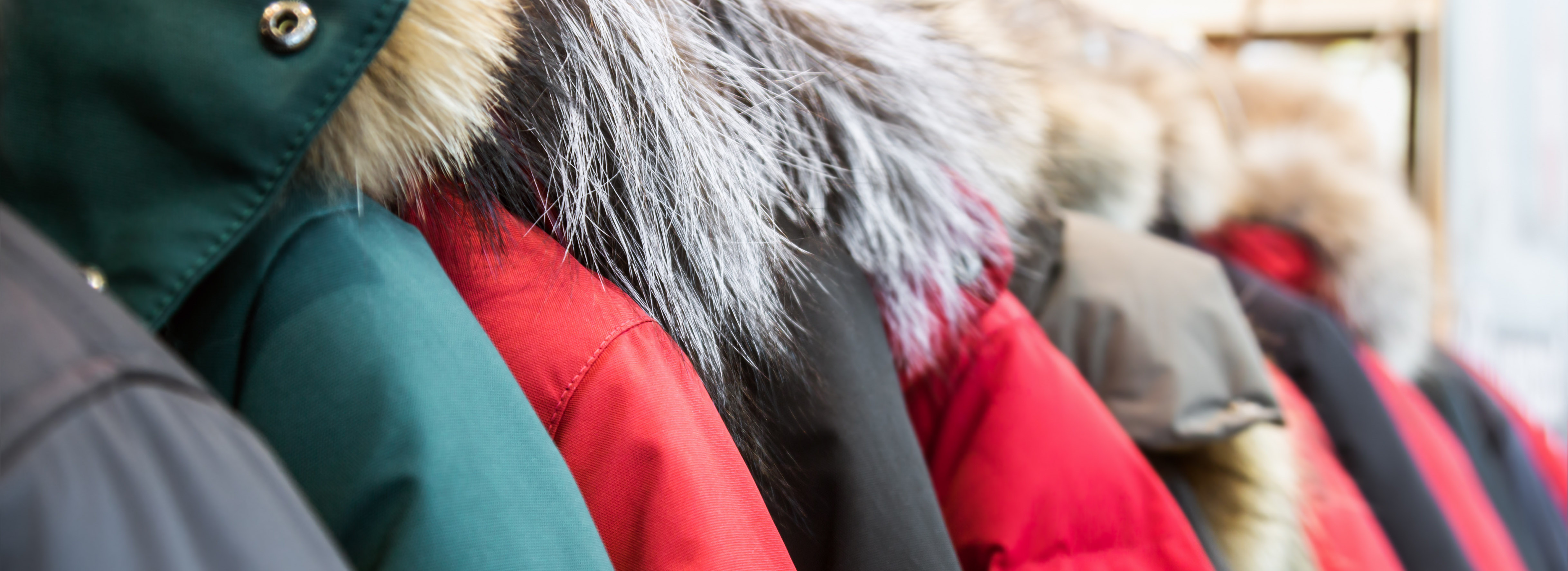 Coats on a rack