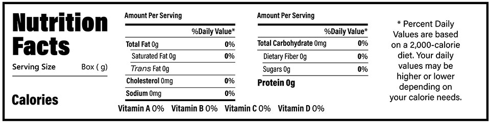 miscellaneous nutrition label in black and white miscellaneous nutrition label in black and white