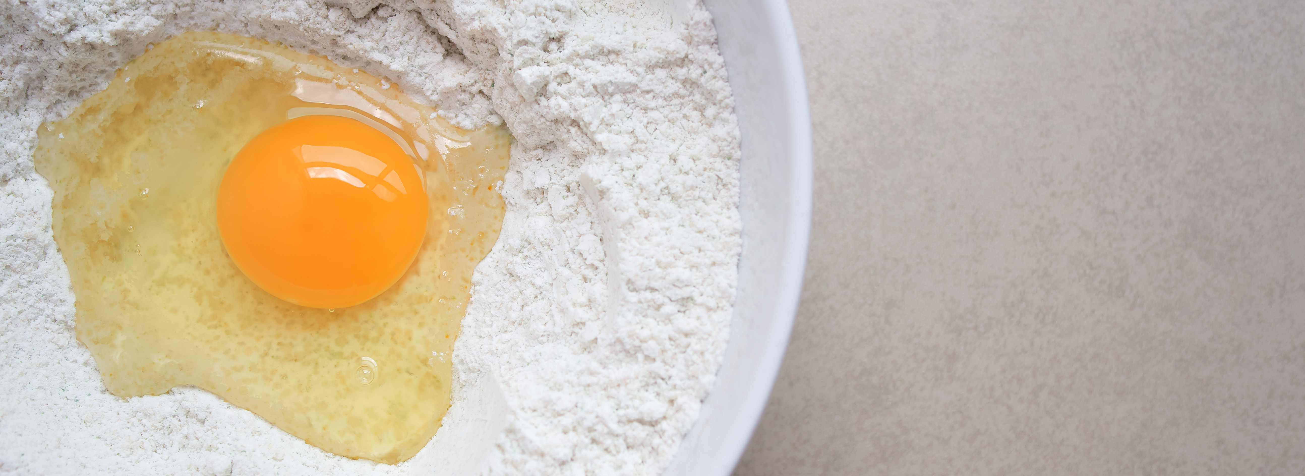 Raw egg in flour