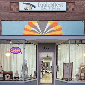 Storefront of EaglesNest Wood and Pottery in Wakeeney Kansas